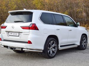 TOYOTA LC 200 2007-/ LEXUS LX 2016-2021(съемный квадрат/ с НЕРЖ накладкой)