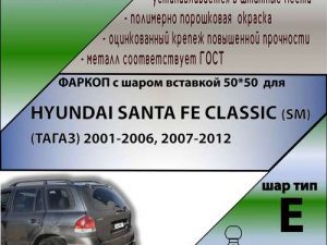 HYUNDAI SANTA FE CLASSIC (SM) (ТАГАЗ) 2001-2006, 2007-2012 ( ШАР ВСТАВКА 50*50 )